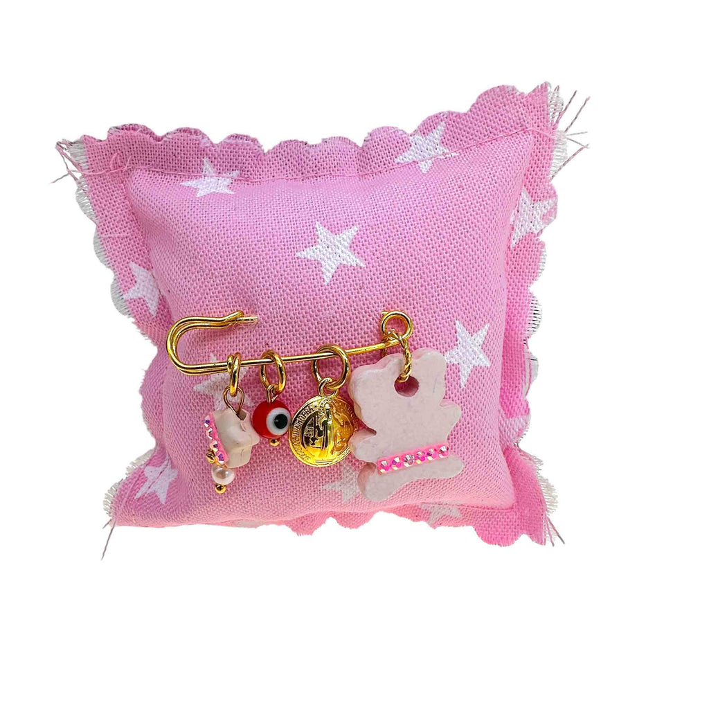 Παραμάνα Βρεφική με Αρκουδάκι, Ματάκι και Φυλαχτό Για Κορίτσι