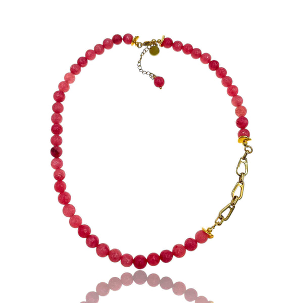 Κολιέ Με Ροδί Αχάτες κι Επίχρυση Αλυσίδα