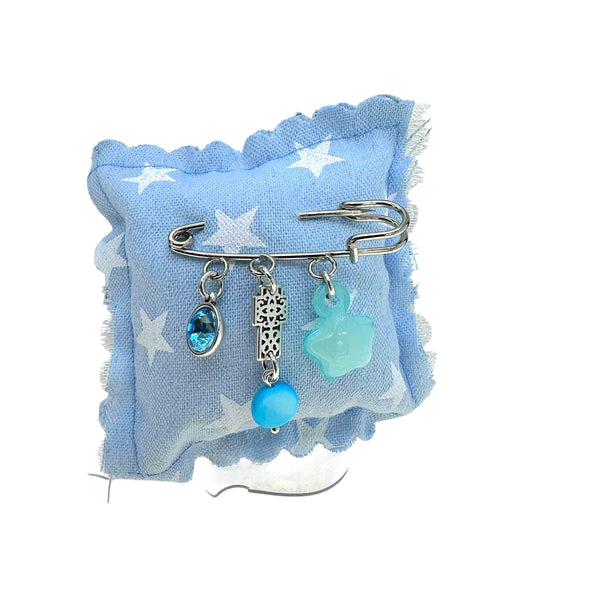 Παραμάνα Βρεφική με Σταυρό και Γαλάζια Στοιχεία για Αγόρι