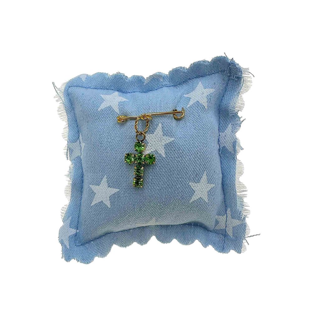 Παραμάνα Βρεφική με Πράσινο Σταυρό Με Ζιργκόν για Αγόρι