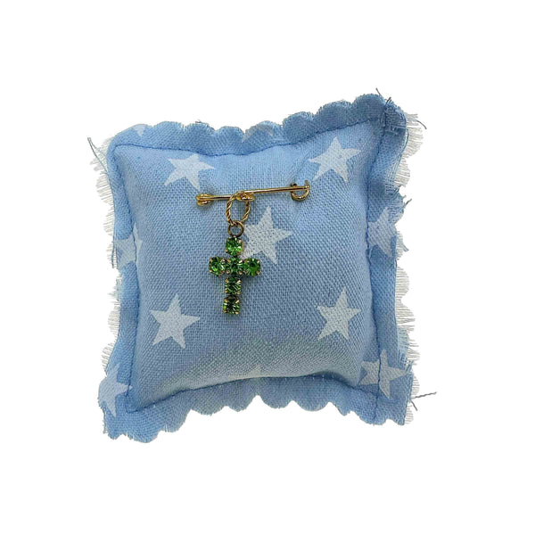 Παραμάνα Βρεφική με Πράσινο Σταυρό Με Ζιργκόν για Αγόρι