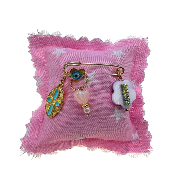 Παραμάνα Βρεφική με Ματάκι, Καρδιά και Σταυρό για Κορίτσι