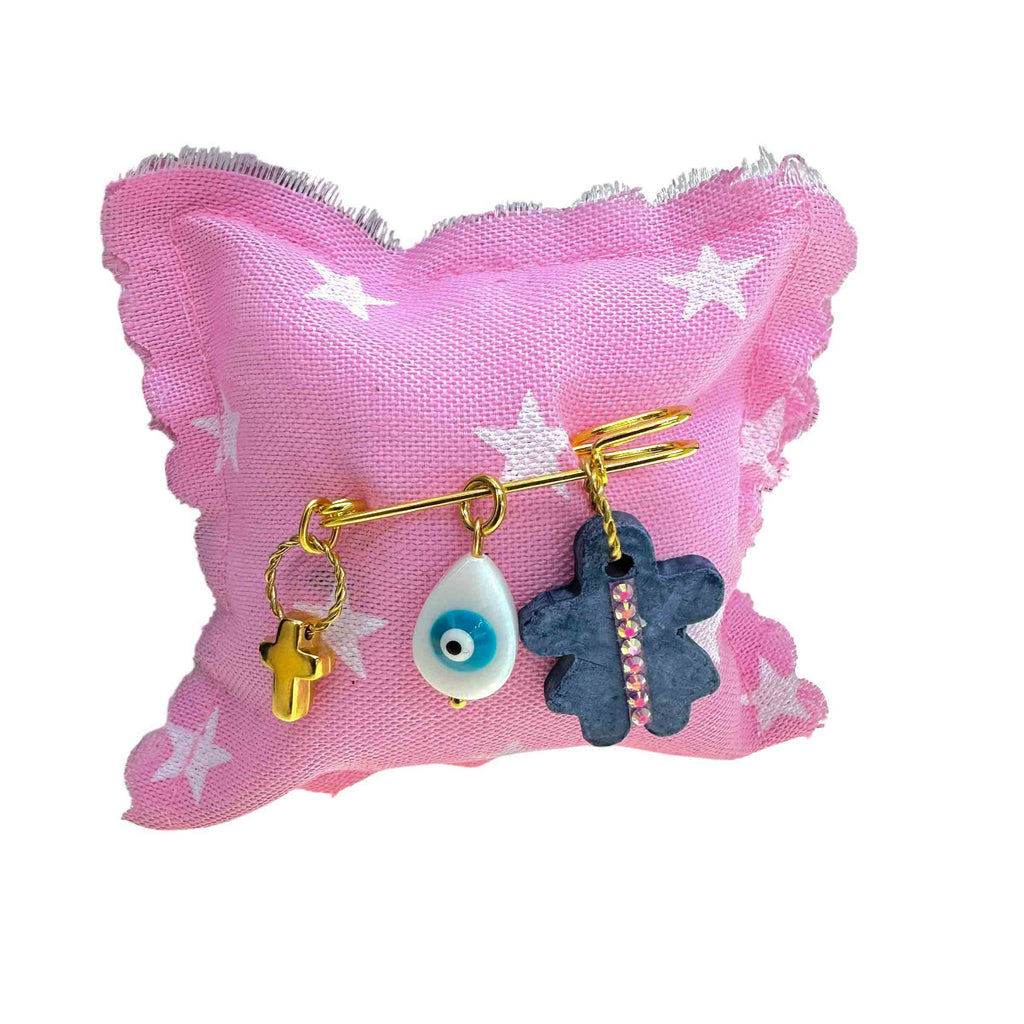 Παραμάνα Βρεφική με Κοριτσάκι από Χαολίτη, Ματάκι και Σταυρό για Κορίτσι