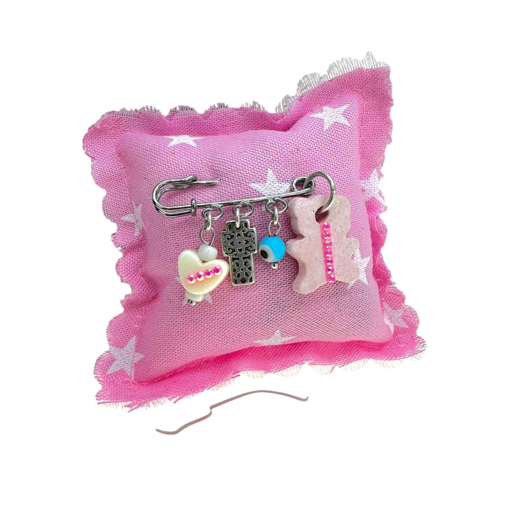 Παραμάνα Βρεφική με Αρκουδάκι από Χαολίτη, Καρδιά και Ματάκι για Κορίτσι