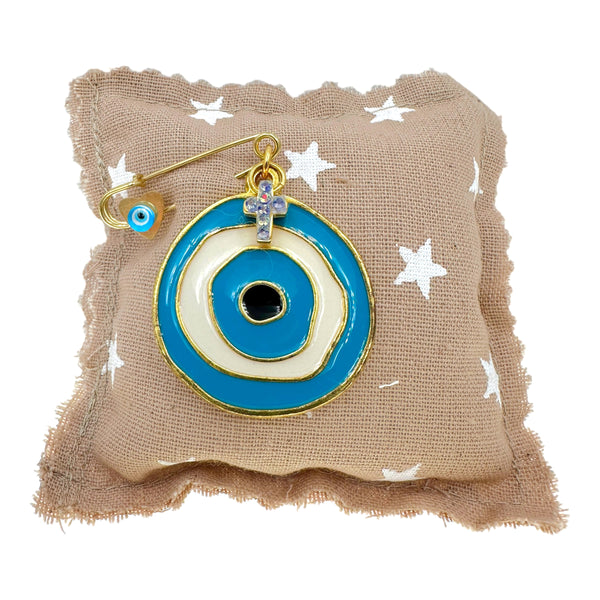 Παραμάνα φυλαχτό με μάτι από σμάλτο και σταυρουδάκι