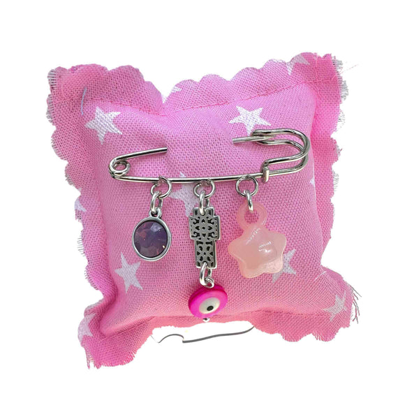 Παραμάνα Βρεφική με Σταυρό, Ματάκι και Αστεράκι για Κορίτσι