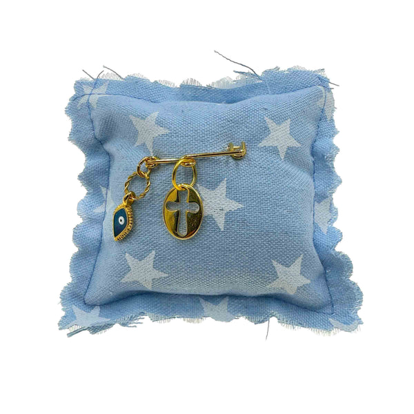 Παραμάνα Βρεφική με Ματάκι και Σταυρό για Αγόρι