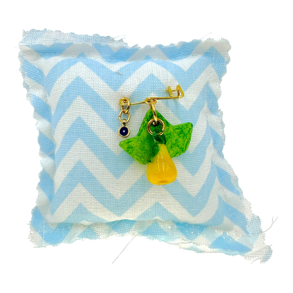 Παραμάνα παιδική με πράσινο καραβάκι, αχλάδι από φυσητό γυαλί και ματάκια