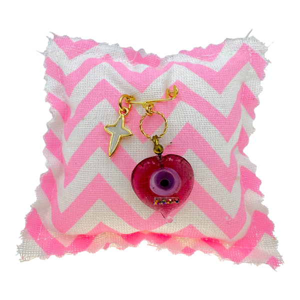 Παραμάνα παιδική με γυάλινη καρδούλα και σταυρό με σμάλτο