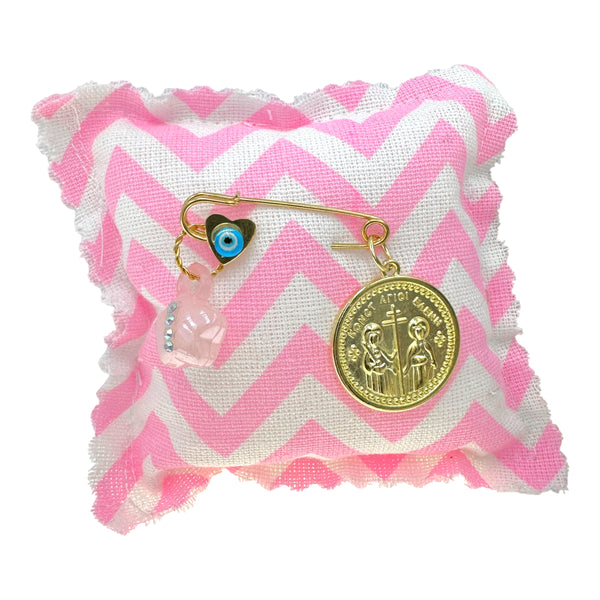 Παραμάνα παιδική καρδούλα με μάτι, αστεράκι με ταινία στρας και φυλαχτό