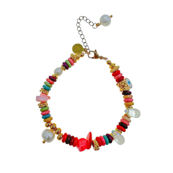 Βραχιόλι ροδέλα με ημιπολύτιμες πέτρες