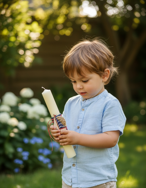 Χειροποίητη Πασχαλινή Λαμπάδα με Καράβι και σχοινί