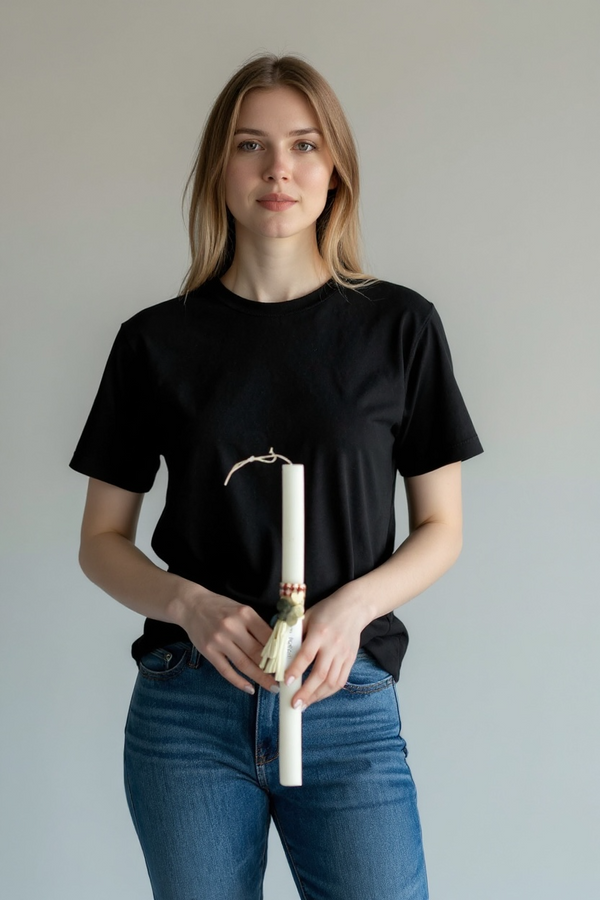 Λαμπάδα με Πεταλούδα και Φυσική Φούντα