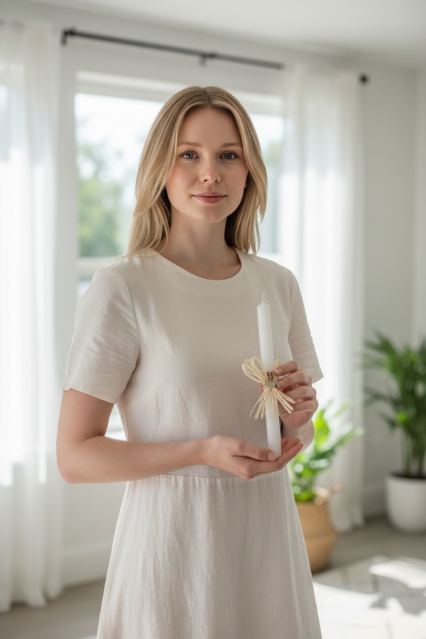 Λαμπάδα με Καρδιά και Φυσική Φούντα