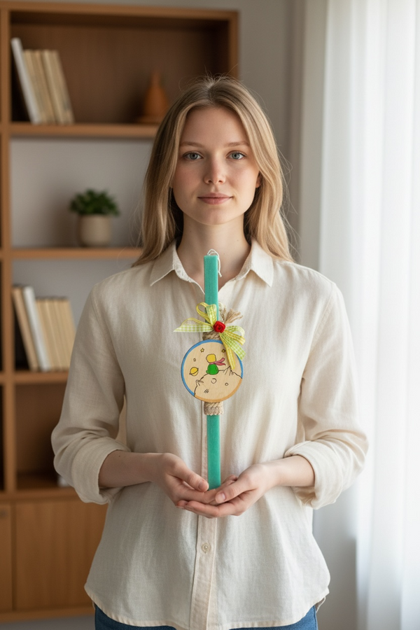 Παιδική Πασχαλινή Λαμπάδα με Ξύλινη Παράσταση 