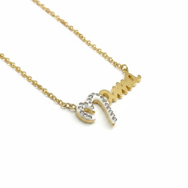 Gold-tone stainless steel necklace with 
