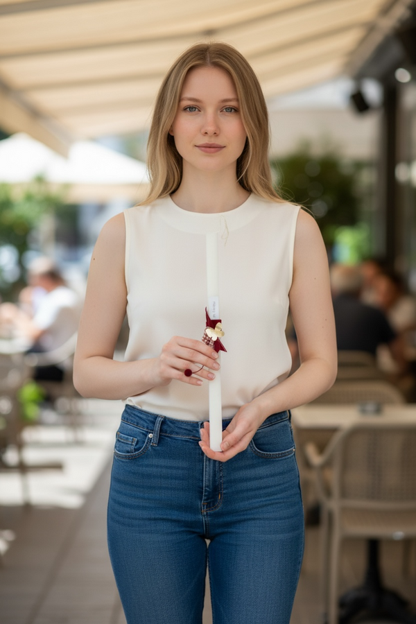 Λαμπάδα με Πεταλούδα και Κορδέλες Μπορντώ