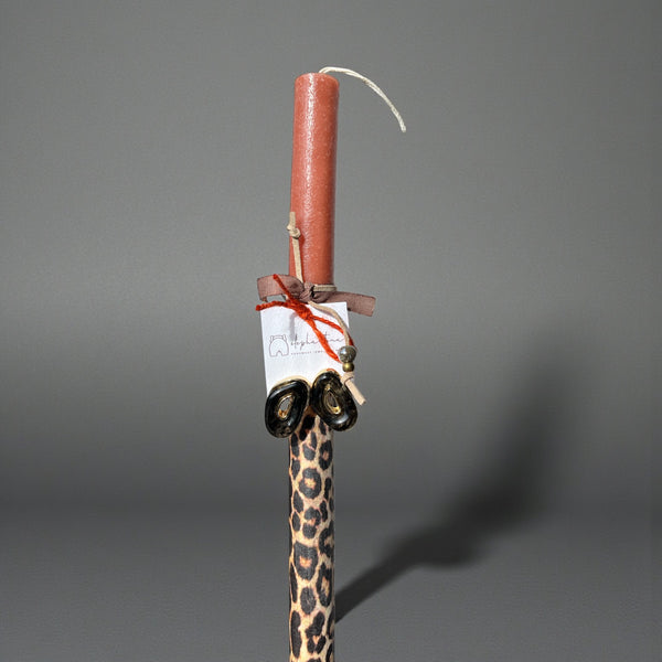 Πασχαλινή Λαμπάδα με Animal Print & Μαύρα-Γκρι Σκουλαρίκια