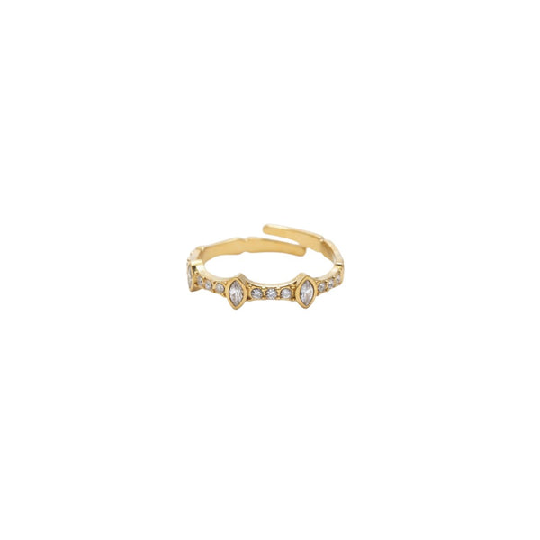 elephantina.gr gold-tone adjustable ring with marquise and round clear stones in a delicate, elegant design.