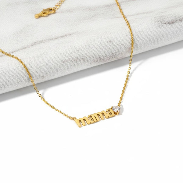Gold tone stainless steel necklace with 