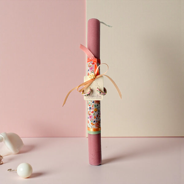 Πασχαλινή Λαμπάδα με Ροζ Σκουλαρίκια Κρίκους Cloisonné