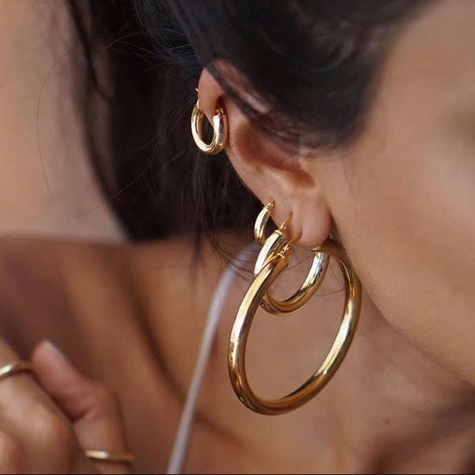 Σκουλαρίκια Κρίκοι από Ανοξείδωτο Ατσάλι 316l Χρυσά 35mm/40mm/45mm