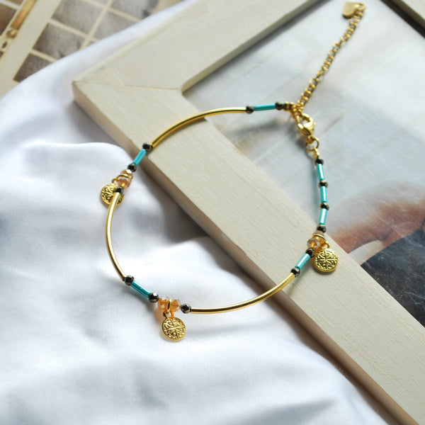 Βραχιόλι ποδιού με μπάρες και φλουράκια