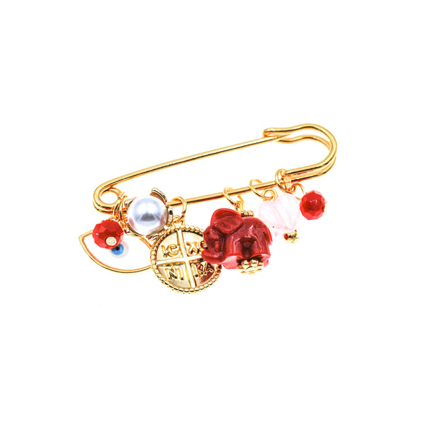 Παραμάνα παιδική σε κόκκινη απόχρωση με ελεφαντάκι και σταυρό