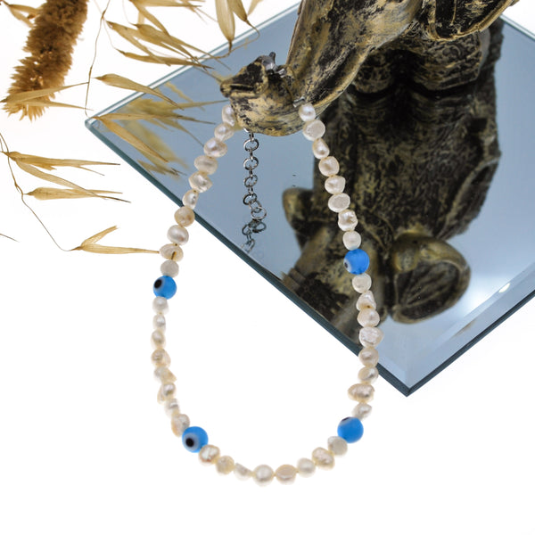 Βραχιόλι με ματάκια & μαργαριτάρια