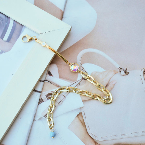 Βραχιόλι ταυτότητα-αλυσίδα με κρύσταλλο