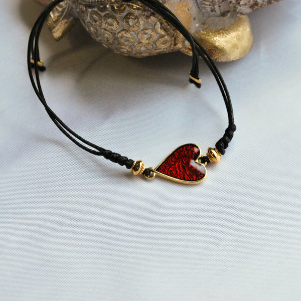 Βραχιόλι δερμάτινο ''red heart''