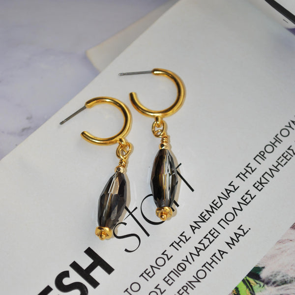 Σκουλαρίκια κρίκοι με κρεμαστά κρύσταλλα