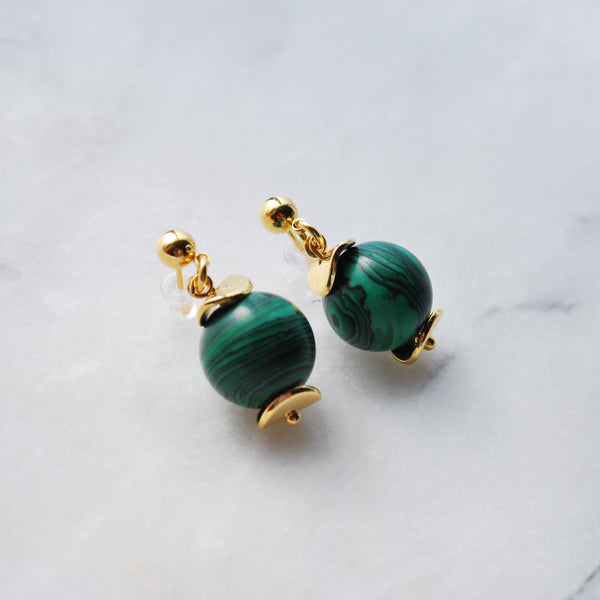 Σκουλαρίκια κρεμαστά με μαλαχίτη