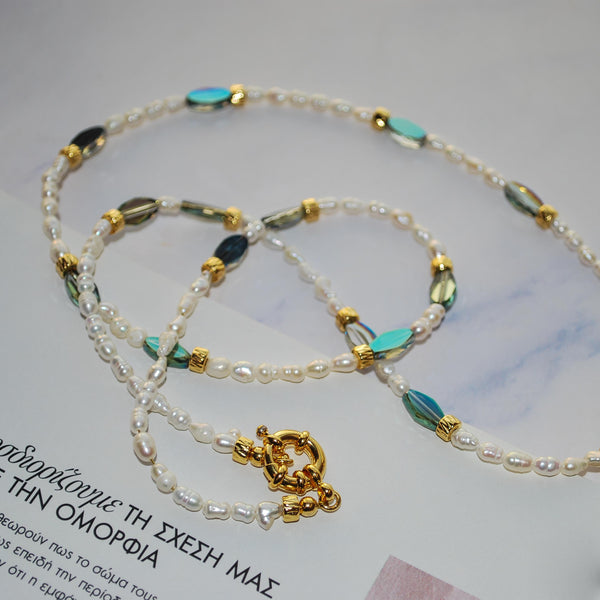 Κολιέ maxi με μαργαριτάρια και κρύσταλλα