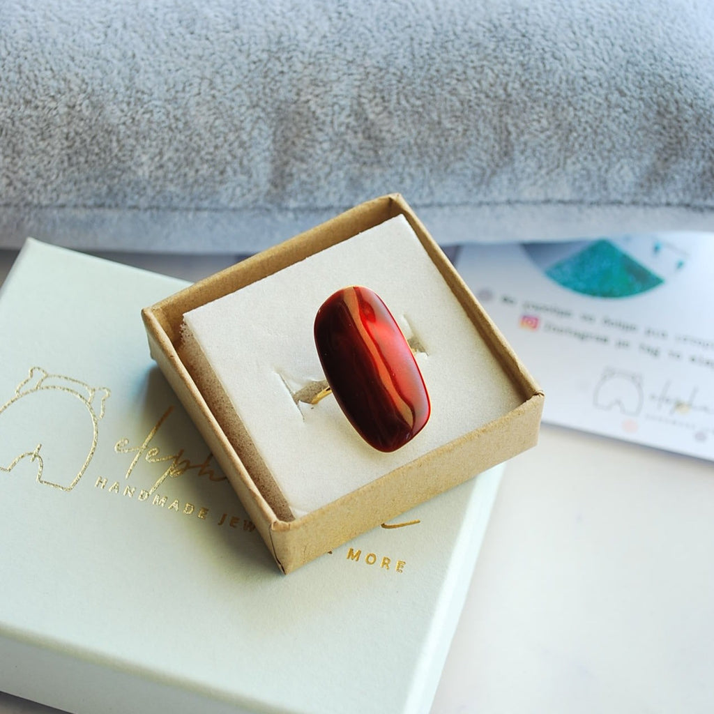 Δαχτυλίδι από ατσάλι με σμάλτο κόκκινο ''ruby red''