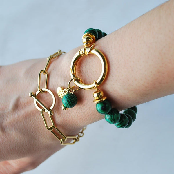 Βραχιόλι με ημιπολύτιμες πέτρες από μαλαχίτη