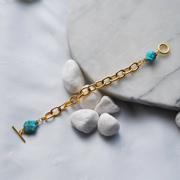 Βραχιόλι αλυσίδα με τιρκουαζ πέτρες