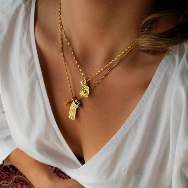 Κολιέ αλυσίδα ταυτότητα καρδιά με μαργαριτάρι