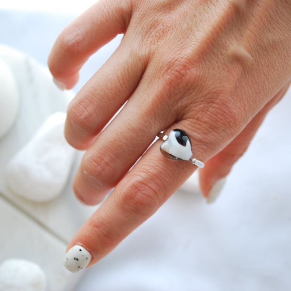 Δαχτυλίδι γυναικείο καρδιά ασημί με πέτρα murano