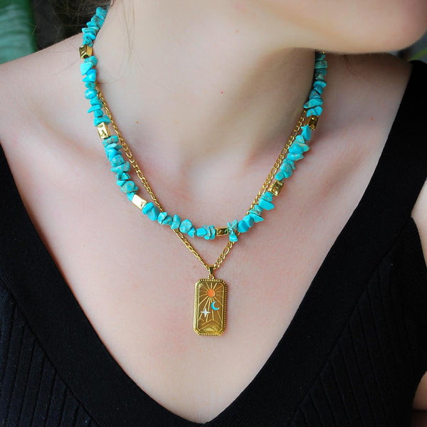 Κολιέ με ημιπολύτιμες πέτρες Τιρκουαζ