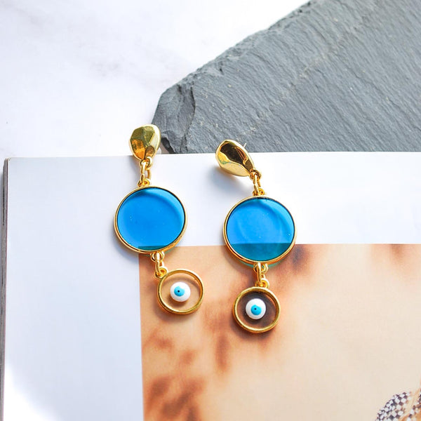 Σκουλαρίκια κρεμαστά με βιτρό στοιχεία