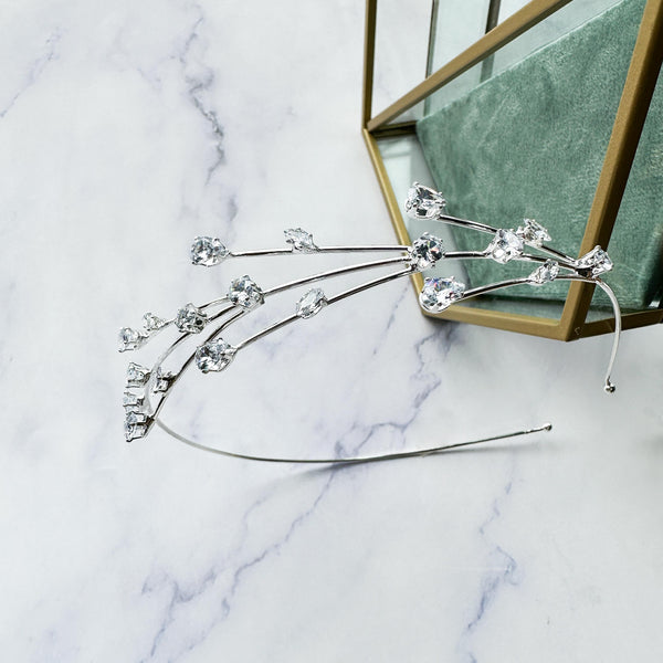 Νυφική Ασημί Στέκα με στρας