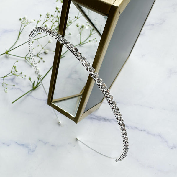 Νυφική Ασημί Στέκα σειρά με στρας