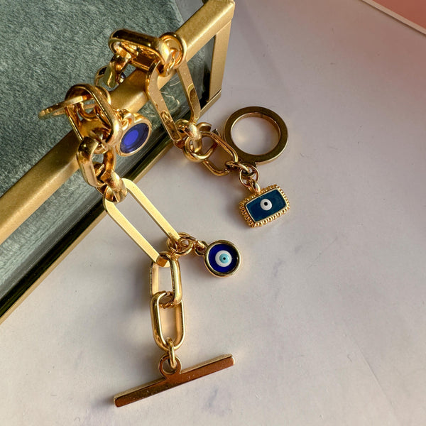 Βραχιόλι αλυσίδα με στοιχεία μπλε μάτια