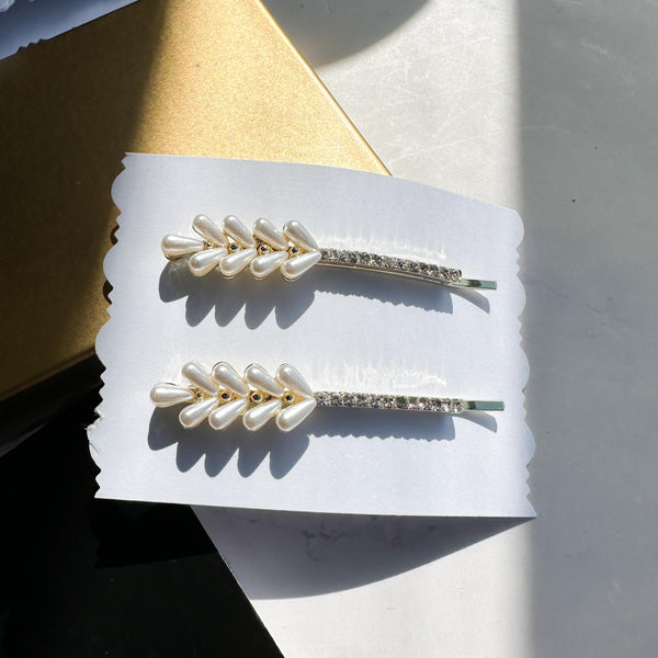 Τσιμπιδάκια μαλλιών Σετ 2 κλιπ με σχέδιο ''arrow'' πέρλες & στρας