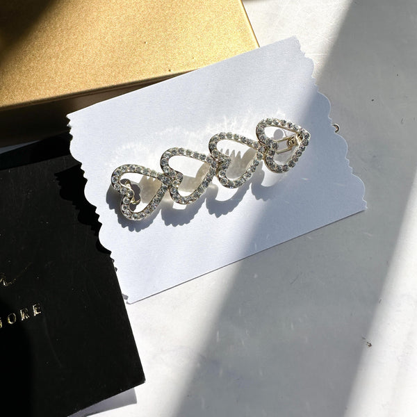 Tσιμπιδάκι μαλλιών κλιπ με καρδιές & στρας