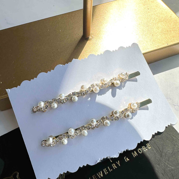 Tσιμπιδάκια μαλλιών Σετ 2 κλιπ με πέρλες & στρας