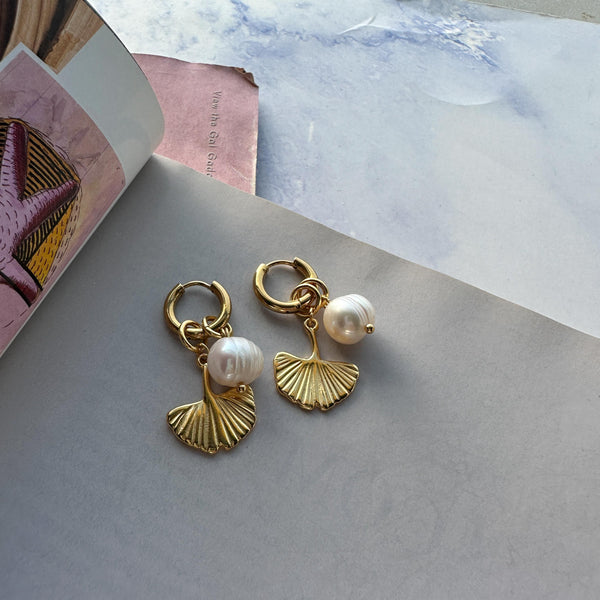 Σκουλαρίκια με σχέδιο μανιτάρι και μαργαριτάρι