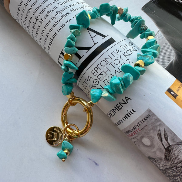 Βραχιόλι με τσιπς ημιπολυτιμες πέτρες και κούμπωμα ασφαλείας