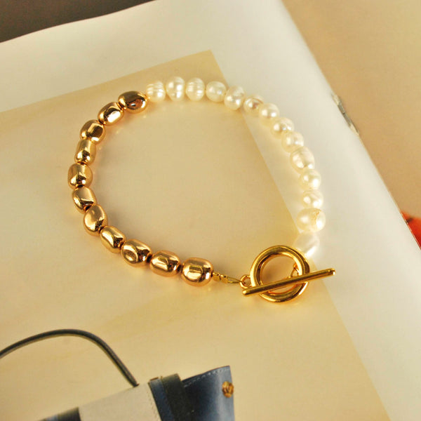 Βραχιόλι με αιματίτες και μαργαριτάρια γλυκού νερού